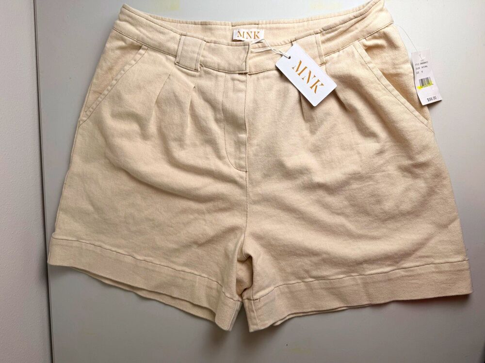 MNK Women's Chino Shorts Natural 16 Mid Rise Button Pockets OM6008WCC